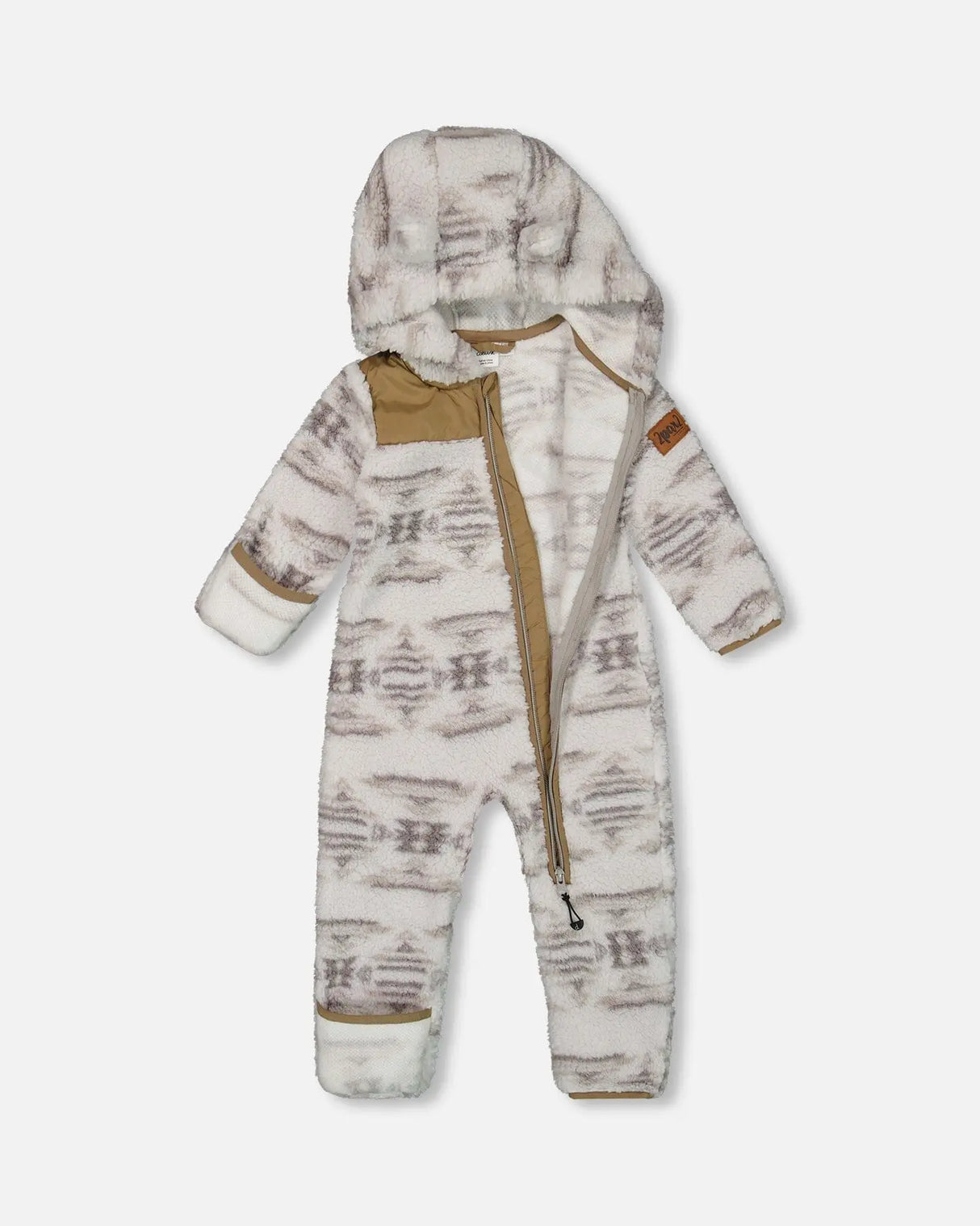 Baby One Piece Plush Gray And Beige | Deux par Deux | Jenni Kidz