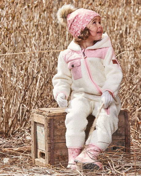 Baby One-Piece Sherpa Mid-Season Outerwear Off-White And Pale Pink | Deux par Deux | Jenni Kidz