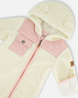 Baby One-Piece Sherpa Mid-Season Outerwear Off-White And Pale Pink | Deux par Deux | Jenni Kidz