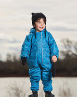 Baby Printed Mid-Season One-Piece Outerwear With Hat Blue And Gray | Deux par Deux | Jenni Kidz