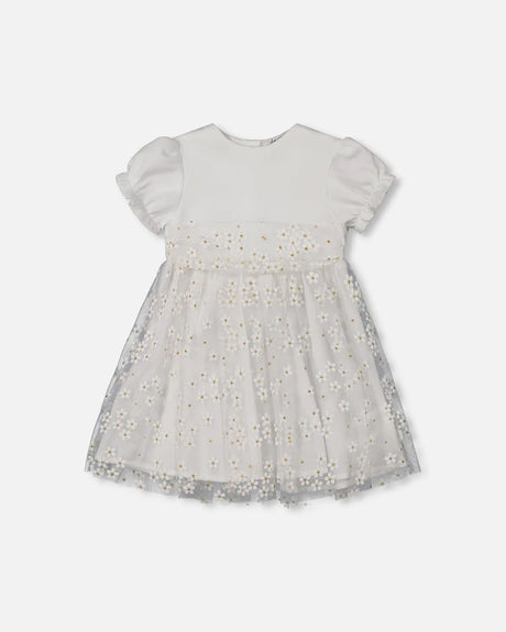 Baby Puff Sleeve Dress White | Deux par Deux | Jenni Kidz