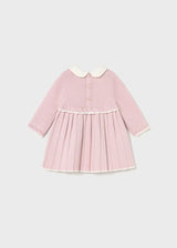 Back view of Mayoral baby girl knit dress with button fastening