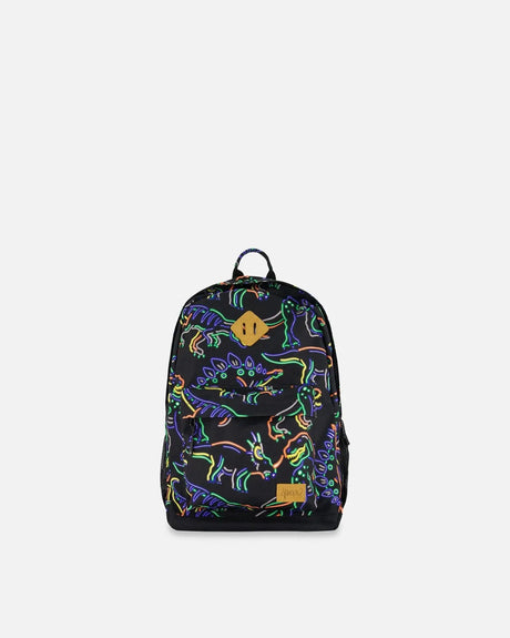 Backpack Black Printed Neon Dino | Deux par Deux | Jenni Kidz