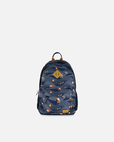 Backpack Navy Printed Mountains Animals | Deux par Deux | Jenni Kidz