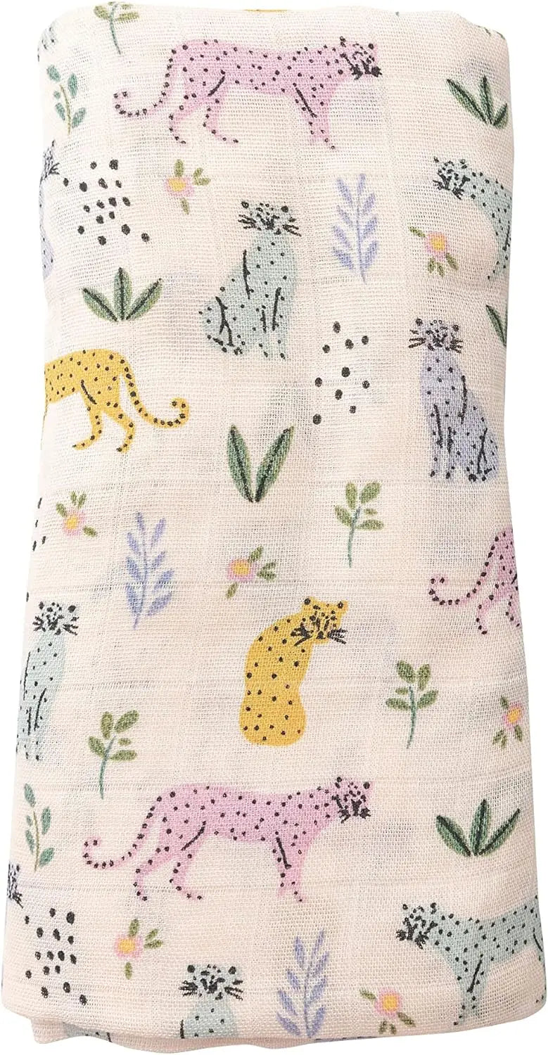 Bamboo Muslin Swaddle Blanket - Pink Leopard | Angel Dear | Jenni Kidz