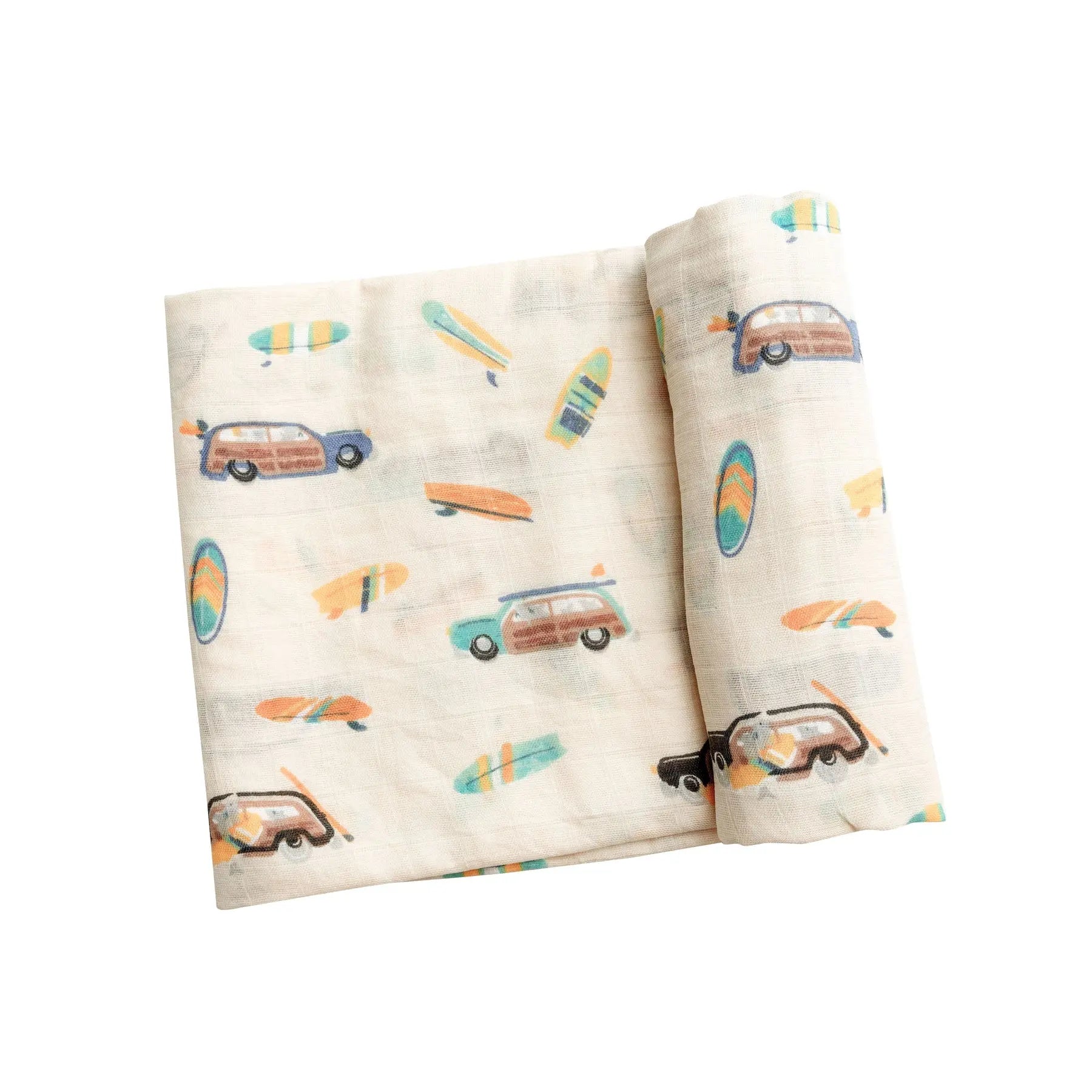 Bamboo Muslin Swaddle Blanket Woody Surf Sharks Angel Dear