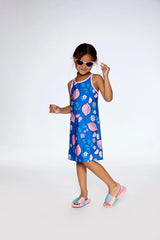 Beach Dress Royal Blue Printed Pink Lemon | Deux par Deux | Jenni Kidz