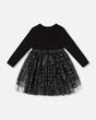 Bi-Material Dress With Glittering Tulle Skirt Black | Deux par Deux | Jenni Kidz