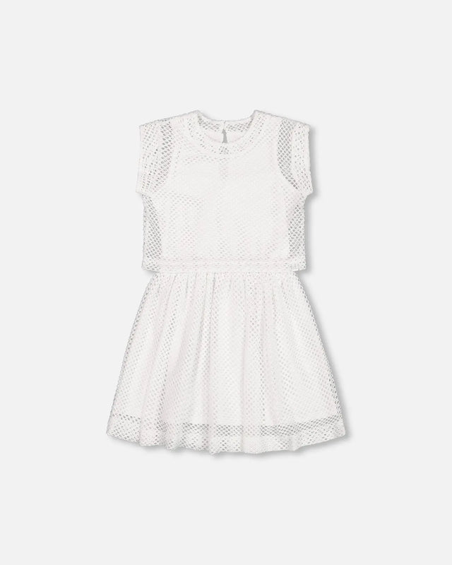 Bi-Material Mesh And Organic Cotton Dress Snow White | Deux par Deux | Jenni Kidz