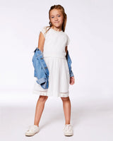 Bi-Material Mesh And Organic Cotton Dress Snow White | Deux par Deux | Jenni Kidz