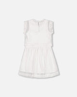 Bi-Material Mesh And Organic Cotton Dress Snow White | Deux par Deux | Jenni Kidz