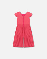 Bi-Material Pleated Wide Leg Jumpsuit Candy Pink | Deux par Deux | Jenni Kidz