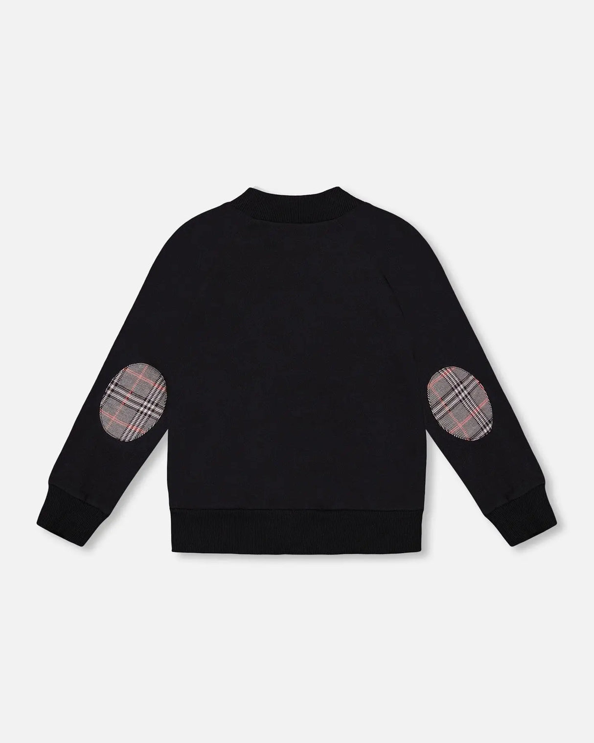 Bi-Material Zip Front Jacket Gray And Black Plaid | Deux par Deux | Jenni Kidz