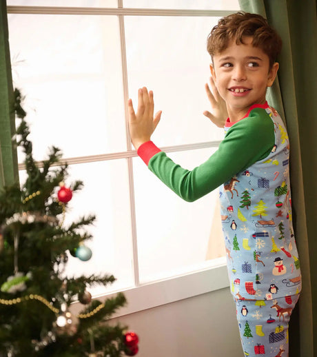 Blue Christmas Raglan Kids Organic Cotton Pajama Set | Hatley | Hatley | Jenni Kidz
