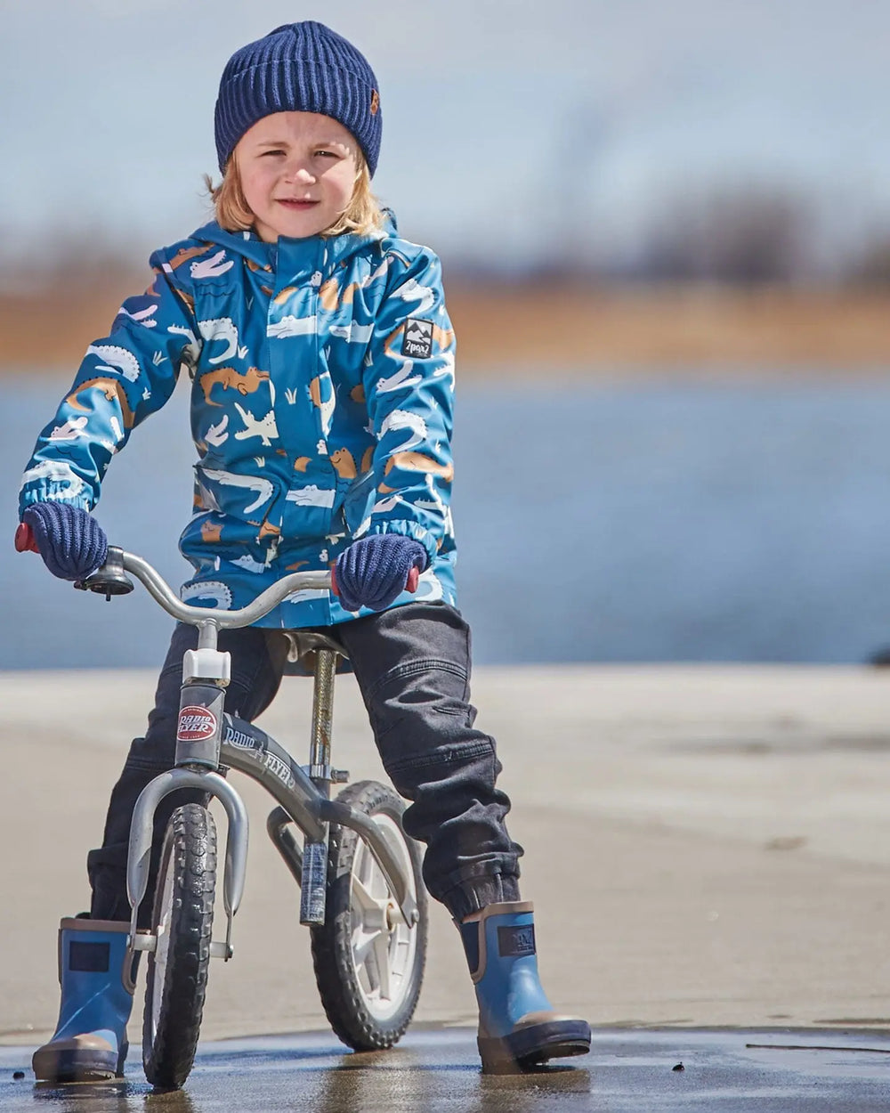 Blue Raincoat With Crocodiles That Change Color Upon Contact With Water | Deux par Deux | Jenni Kidz