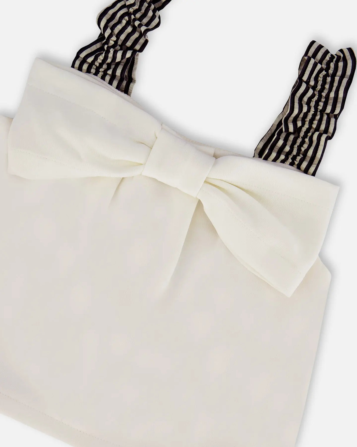 Bow Top And Ruffled Skirt Set White And Black Striped | Deux par Deux | Jenni Kidz