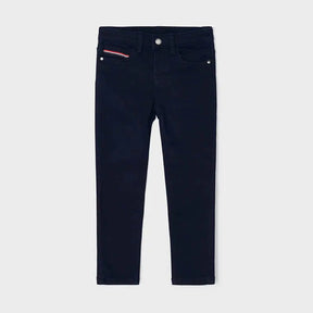 Mayoral boys navy soft slim fit pants in Marino with front button closure and polished everyday style.