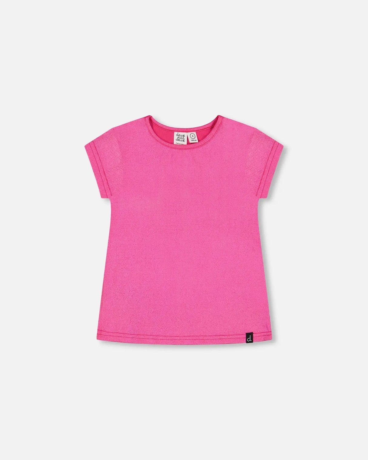 Bright Shiny Rib T-Shirt Fuchsia Pink | Deux par Deux | Jenni Kidz