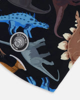 Brushed Jersey Balaclava Black Dinosaur Print | Deux par Deux | Jenni Kidz