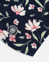 Brushed Jersey Balaclava Navy Flower Print | Deux par Deux | Jenni Kidz