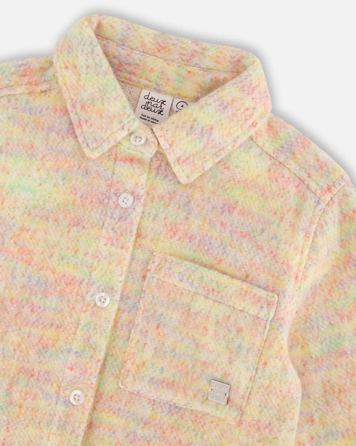 Button Down Felt Overshirt Light Beige Multicolor | Deux par Deux | Jenni Kidz