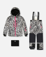 Buy Deux par Deux zebra print TEKNIK two-piece snowsuit – jacket and pants front view