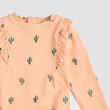 Cactus Print On Apricot Long-Sleeve Swimsuit | Miles The Label | Miles The Label | Jenni Kidz