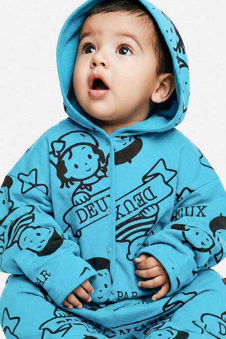 40Th Anniversary Printed Jersey One-Piece Sky Blue-3