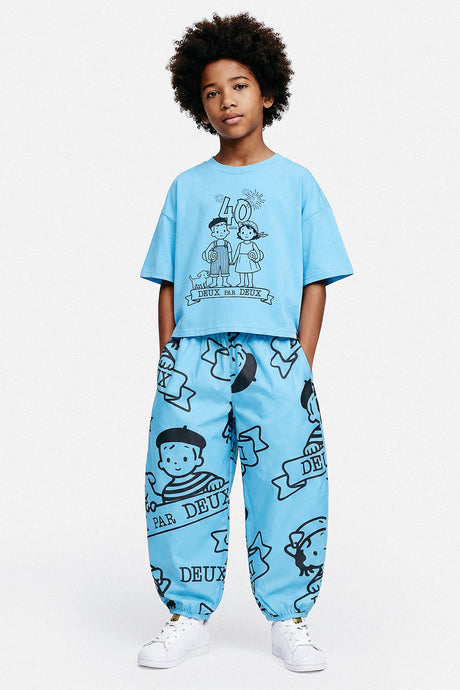 40Th Anniversary Printed Poplin Pant Sky Blue-1
