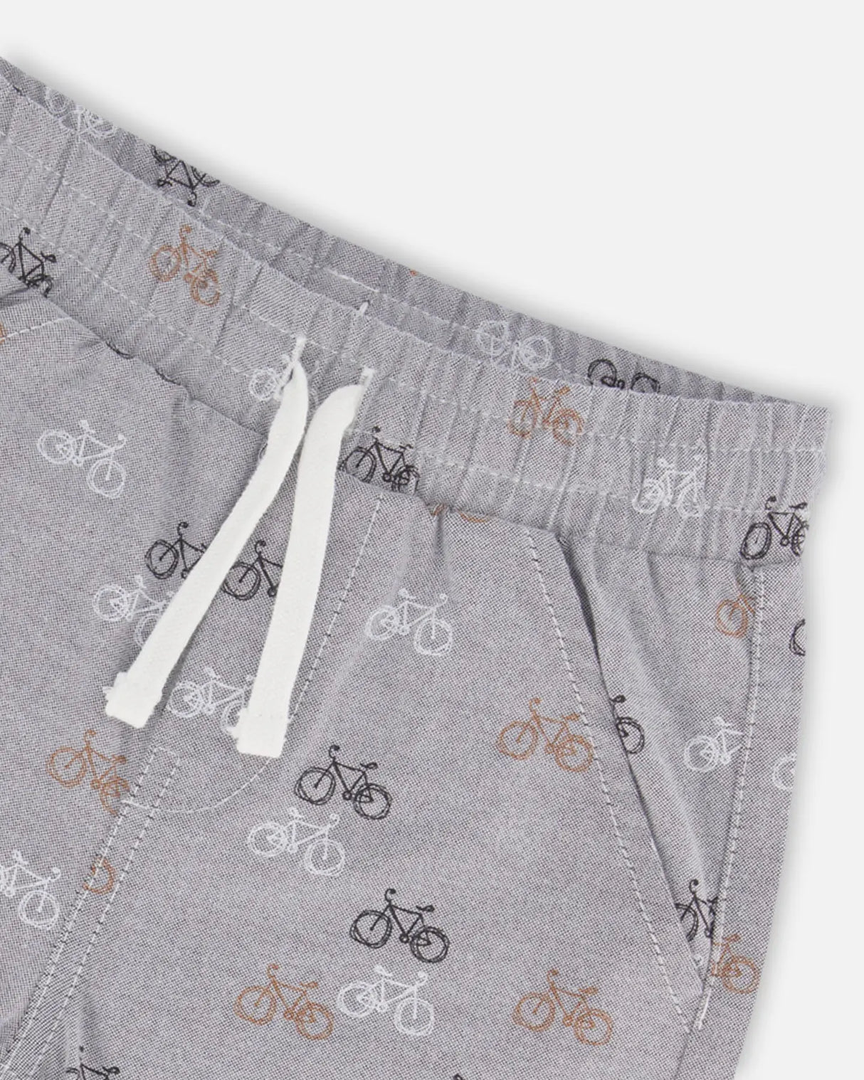 Chambray Short Dark Grey Printed Bicycle | Deux par Deux | Jenni Kidz