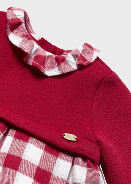 Checked Baby Girls Dress with Tights Red | Mayoral | Mayoral | Jenni Kidz