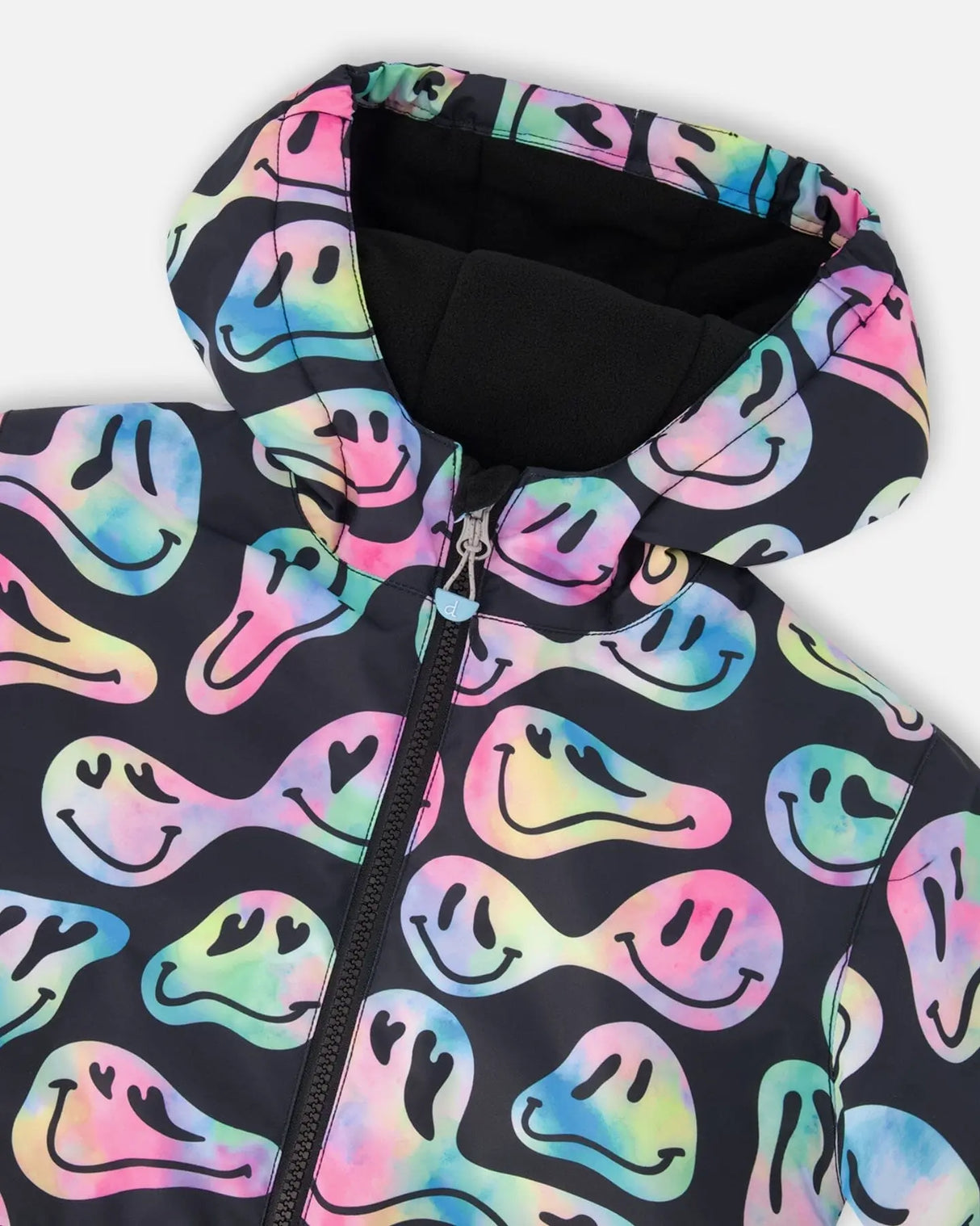 Close-up of Cordura® reinforced knees on Deux par Deux rainbow pants