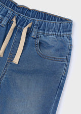 Close-up of elastic waistband with drawstring detail