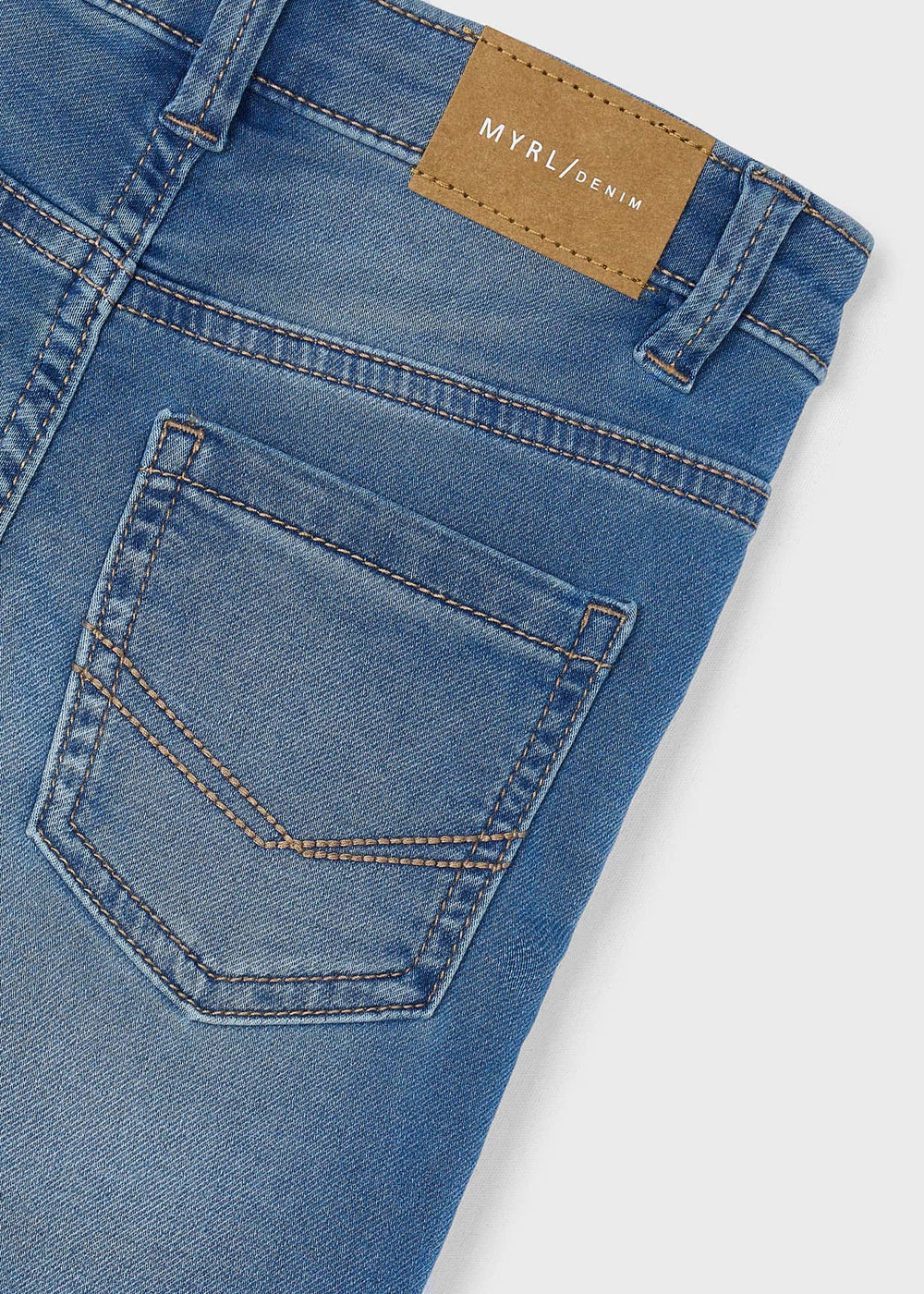 Close-up of pocket stitching on Mayoral jeans