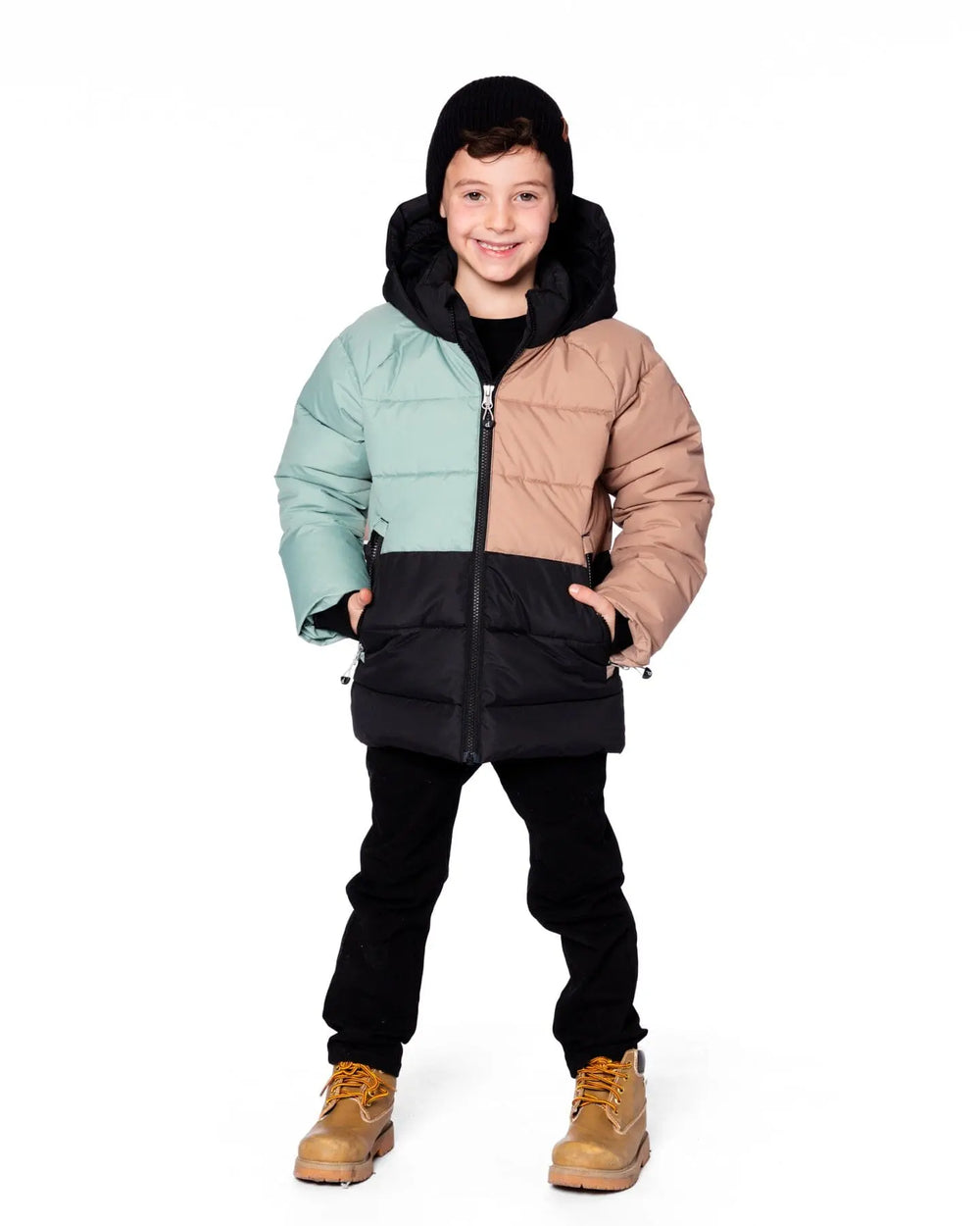 Colorblocked Puffy Coat Black | Deux par Deux | Jenni Kidz