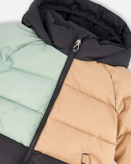 Colorblocked Puffy Coat Black | Deux par Deux | Jenni Kidz