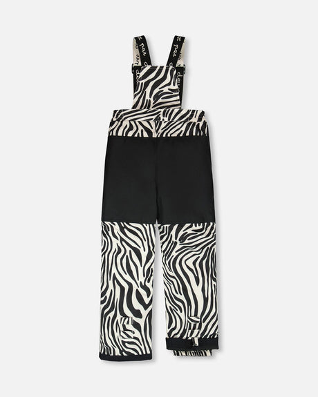 Cordura® reinforced knees on zebra bib pants, internal snow gaiters