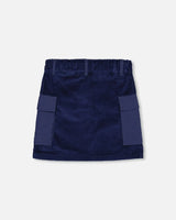Corduroy Cargo Pocket Skirt Navy | Deux par Deux | Jenni Kidz
