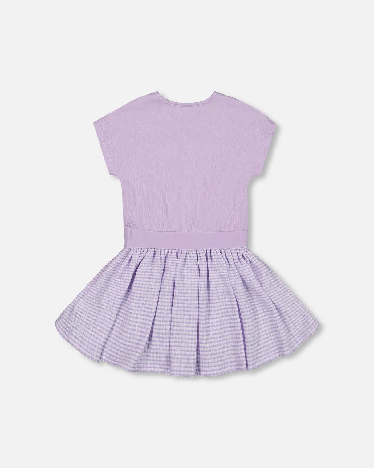 Crinkle Dress With Applique Vichy Lilac | Deux par Deux | Jenni Kidz
