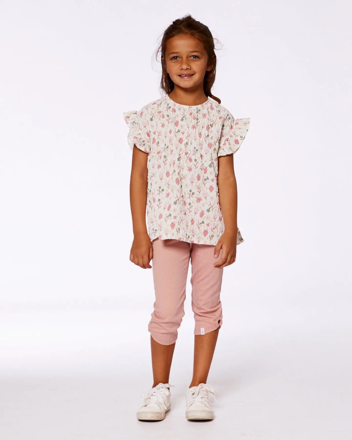 Crinkle Jersey Capri Legging Dark Old Pink | Deux par Deux | Jenni Kidz