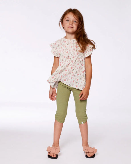 Crinkle Jersey Capri Legging Olive Green | Deux par Deux | Jenni Kidz