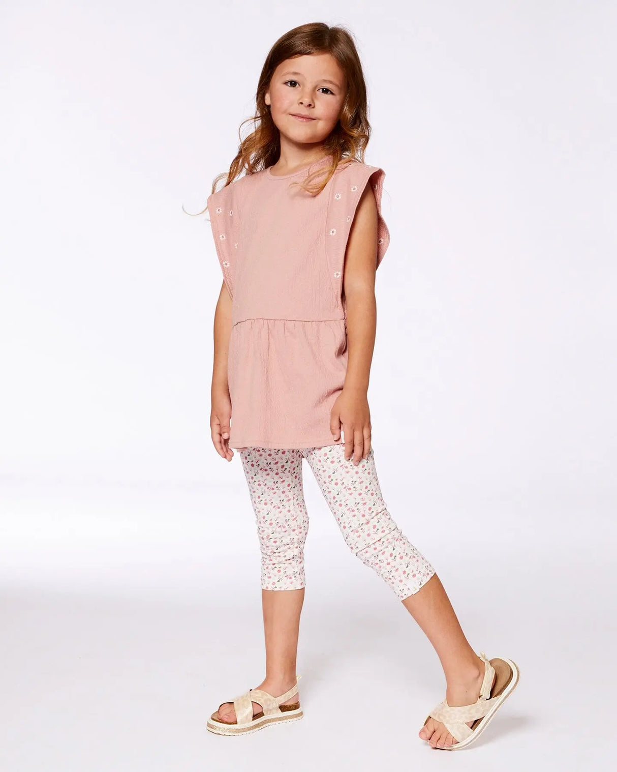 Crinkle Jersey Tunic With Embroidery Dark Old Pink | Deux par Deux | Jenni Kidz