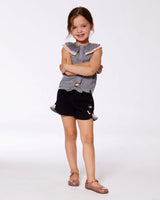 Crinkle Short With Frills Black And Butterflies | Deux par Deux | Jenni Kidz