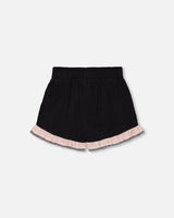 Crinkle Short With Frills Black And Butterflies | Deux par Deux | Jenni Kidz