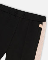 Cropped Wide Leg Pant With Contrast Band Black | Deux par Deux | Jenni Kidz