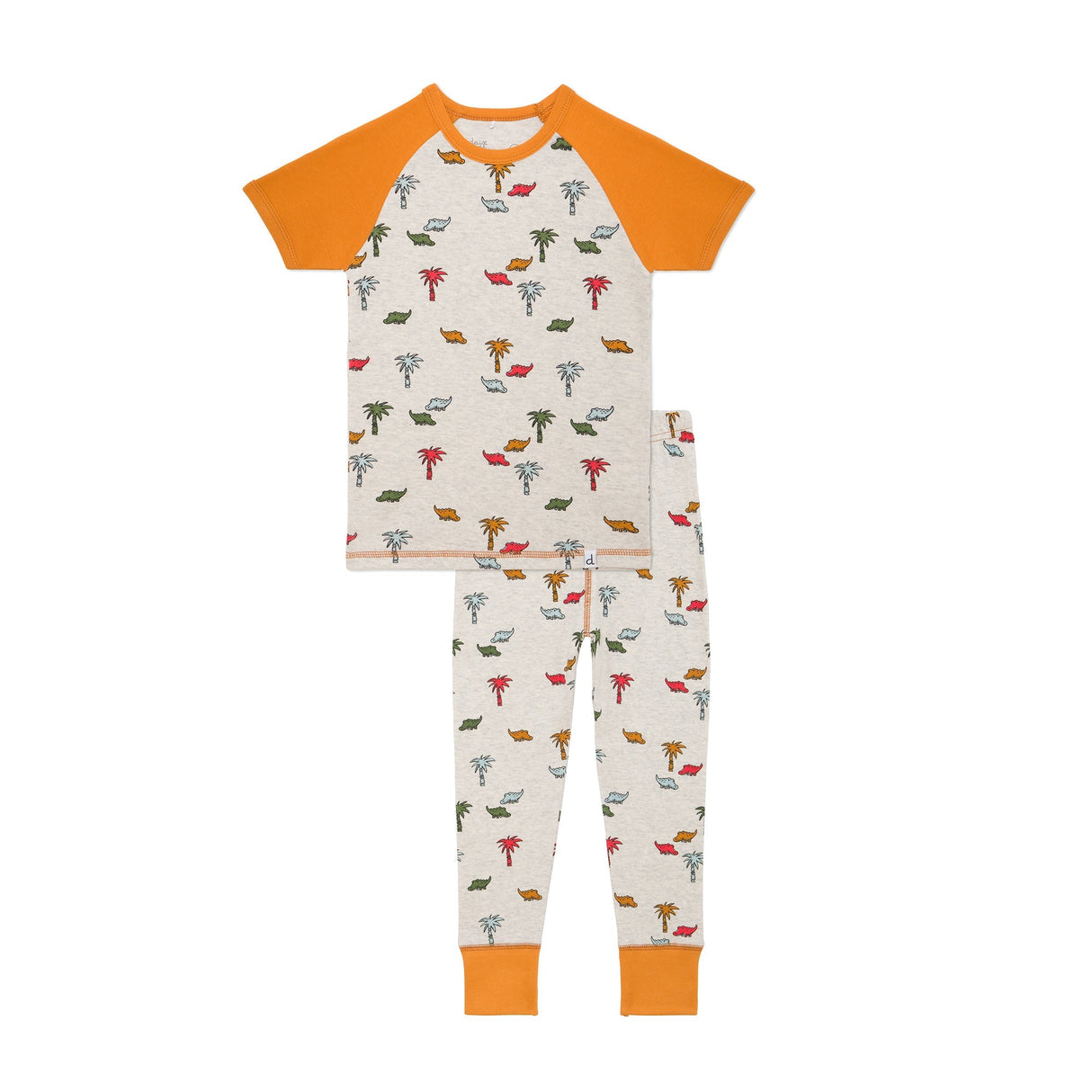 Organic Cotton Two Piece Pajama Set Oatmeal Print-0