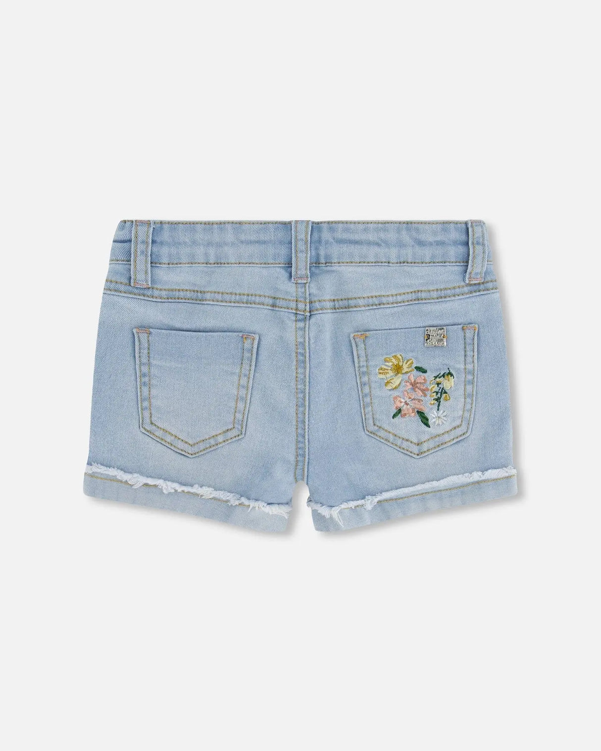 Denim Short With Embroidery Light Blue Denim | Deux par Deux | Jenni Kidz