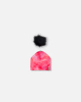 Detachable Pompom Hat Printed Fuchsia Marble | Deux par Deux | Jenni Kidz