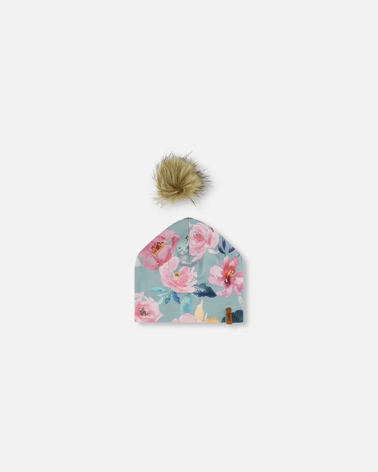 Detachable Pompom Hat Printed Watercolor Roses | Deux par Deux | Jenni Kidz