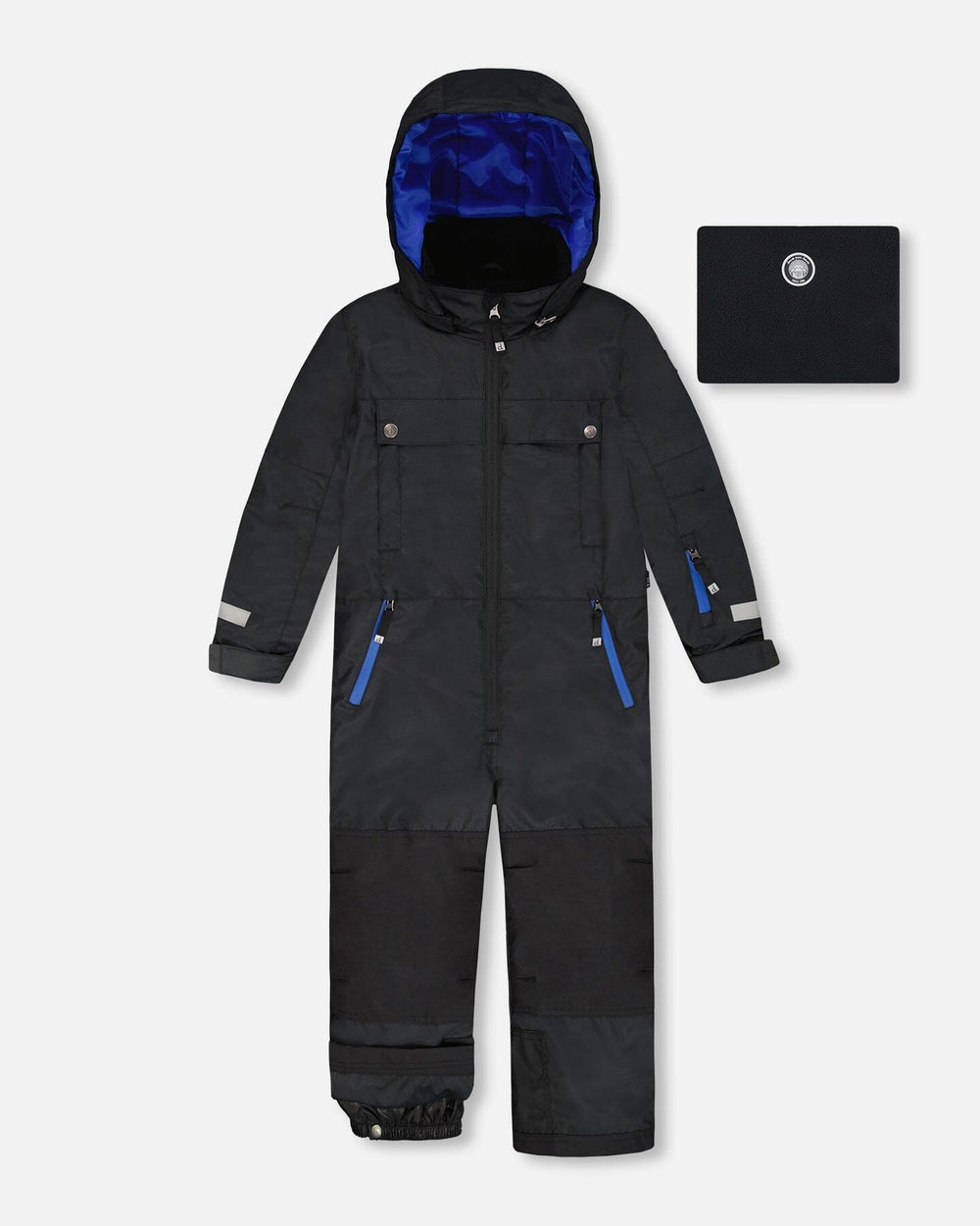 Deux par Deux one-piece Teknik snowsuit black – front view, PrimaLoft waterproof